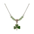 thumbnail image 1 of 18-Inch Hamilton Gold Plated Necklace with 4mm Green August Birth Month Stone Beads and Shamrock Charm, 1 of 1
