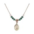 thumbnail image 1 of 18-Inch Hamilton Gold Plated Necklace with 4mm Green May Birth Month Stone Beads and Confirmation Charm, 1 of 1