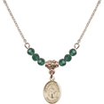 thumbnail image 1 of 18-Inch Hamilton Gold Plated Necklace with 4mm Green May Birth Month Stone Beads and Our Lady of Mercy Charm, 1 of 1