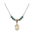 thumbnail image 1 of 18-Inch Hamilton Gold Plated Necklace with 4mm Green May Birth Month Stone Beads and Saint Austin Charm, 1 of 1