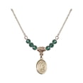 thumbnail image 1 of 18-Inch Hamilton Gold Plated Necklace with 4mm Green May Birth Month Stone Beads and Saint Hubert of Liege Charm, 1 of 1