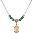 thumbnail image 1 of 18-Inch Hamilton Gold Plated Necklace with 4mm Green May Birth Month Stone Beads and Saint Jerome Charm, 1 of 1