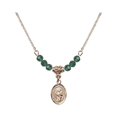 thumbnail image 1 of 18-Inch Hamilton Gold Plated Necklace with 4mm Green May Birth Month Stone Beads and Saint Joseph of Arimathea Charm, 1 of 1