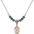 thumbnail image 1 of 18-Inch Hamilton Gold Plated Necklace with 4mm Green May Birth Month Stone Beads and Saint Matilda Charm, 1 of 1