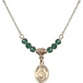 thumbnail image 1 of 18-Inch Hamilton Gold Plated Necklace with 4mm Green May Birth Month Stone Beads and Saint Norbert of Xanten Charm, 1 of 1