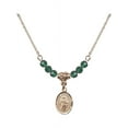 thumbnail image 1 of 18-Inch Hamilton Gold Plated Necklace with 4mm Green May Birth Month Stone Beads and Saint Petronille Charm, 1 of 1