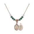 thumbnail image 1 of 18-Inch Hamilton Gold Plated Necklace with 4mm Green May Birth Month Stone Beads and Saint Sebastian/Golf Charm, 1 of 1