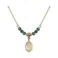 thumbnail image 1 of 18-Inch Hamilton Gold Plated Necklace with 4mm Green May Birth Month Stone Beads and Saint Stanislaus Charm, 1 of 1