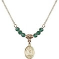 thumbnail image 1 of 18-Inch Hamilton Gold Plated Necklace with 4mm Green May Birth Month Stone Beads and Saint Timothy Charm, 1 of 1