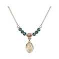 thumbnail image 1 of 18-Inch Hamilton Gold Plated Necklace with 4mm Green May Birth Month Stone Beads and Saint Vincent Ferrer Charm, 1 of 1