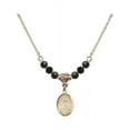 thumbnail image 1 of 18-Inch Hamilton Gold Plated Necklace with 4mm Jet Birth Month Stone Beads and Our Lady of Olives Charm, 1 of 1
