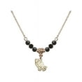 thumbnail image 1 of 18-Inch Hamilton Gold Plated Necklace with 4mm Jet Birth Month Stone Beads and Praying Hands Charm, 1 of 1