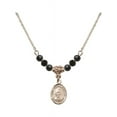 thumbnail image 1 of 18-Inch Hamilton Gold Plated Necklace with 4mm Jet Birth Month Stone Beads and Saint Arnold Janssen Charm, 1 of 1
