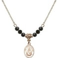 thumbnail image 1 of 18-Inch Hamilton Gold Plated Necklace with 4mm Jet Birth Month Stone Beads and Saint Jadwiga of Poland Charm, 1 of 1