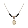 thumbnail image 1 of 18-Inch Hamilton Gold Plated Necklace with 4mm Jet Birth Month Stone Beads and Saint Joseph Charm, 1 of 1