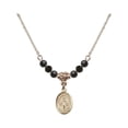 thumbnail image 1 of 18-Inch Hamilton Gold Plated Necklace with 4mm Jet Birth Month Stone Beads and Saint Nino de Atocha Charm, 1 of 1