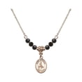 thumbnail image 1 of 18-Inch Hamilton Gold Plated Necklace with 4mm Jet Birth Month Stone Beads and Saint Remigius of Reims Charm, 1 of 1