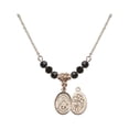 thumbnail image 1 of 18-Inch Hamilton Gold Plated Necklace with 4mm Jet Birth Month Stone Beads and Saint Sebastian/Wrestling Charm, 1 of 1