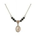 thumbnail image 1 of 18-Inch Hamilton Gold Plated Necklace with 4mm Jet Birth Month Stone Beads and Saint Simon the Apostle Charm, 1 of 1