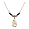 thumbnail image 1 of 18-Inch Hamilton Gold Plated Necklace with 4mm Jet Birth Month Stone Beads and Scapular Charm, 1 of 1