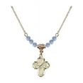 thumbnail image 1 of 18-Inch Hamilton Gold Plated Necklace with 4mm Light Blue September Birth Month Stone Beads and 4-Way Charm, 1 of 1