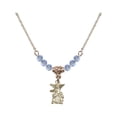 thumbnail image 1 of 18-Inch Hamilton Gold Plated Necklace with 4mm Light Blue September Birth Month Stone Beads and Guardian Angel Charm, 1 of 1