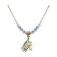 thumbnail image 1 of 18-Inch Hamilton Gold Plated Necklace with 4mm Light Blue September Birth Month Stone Beads and Guardian Angel Charm, 1 of 1