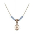 thumbnail image 1 of 18-Inch Hamilton Gold Plated Necklace with 4mm Light Blue September Birth Month Stone Beads and Saint Anne Charm, 1 of 1