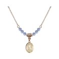 thumbnail image 1 of 18-Inch Hamilton Gold Plated Necklace with 4mm Light Blue September Birth Month Stone Beads and Saint Brigid of Ireland Charm, 1 of 1