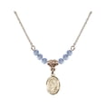 thumbnail image 1 of 18-Inch Hamilton Gold Plated Necklace with 4mm Light Blue September Birth Month Stone Beads and Saint Clare of Assisi Charm, 1 of 1