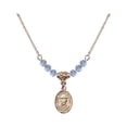 thumbnail image 1 of 18-Inch Hamilton Gold Plated Necklace with 4mm Light Blue September Birth Month Stone Beads and Saint Damien of Molokai Charm, 1 of 1