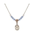 thumbnail image 1 of 18-Inch Hamilton Gold Plated Necklace with 4mm Light Blue September Birth Month Stone Beads and Saint John Paul II Charm, 1 of 1