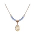 thumbnail image 1 of 18-Inch Hamilton Gold Plated Necklace with 4mm Light Blue September Birth Month Stone Beads and Saint Lazarus Charm, 1 of 1