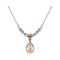 thumbnail image 1 of 18-Inch Hamilton Gold Plated Necklace with 4mm Light Blue September Birth Month Stone Beads and Saint Nathanael Charm, 1 of 1