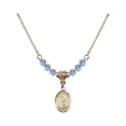 thumbnail image 1 of 18-Inch Hamilton Gold Plated Necklace with 4mm Light Blue September Birth Month Stone Beads and Saint Rafka Charm, 1 of 1