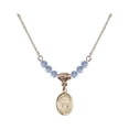 thumbnail image 1 of 18-Inch Hamilton Gold Plated Necklace with 4mm Light Blue September Birth Month Stone Beads and Saint Susanna Charm, 1 of 1
