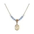 thumbnail image 1 of 18-Inch Hamilton Gold Plated Necklace with 4mm Light Blue September Birth Month Stone Beads and Saint Ursula Charm, 1 of 1