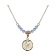 thumbnail image 1 of 18-Inch Hamilton Gold Plated Necklace with 4mm Light Blue September Birth Month Stone Beads and Scapular Charm, 1 of 1