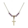 thumbnail image 1 of 18-Inch Hamilton Gold Plated Necklace with 4mm Light Purple February Birth Month Stone Beads and Crucifix Charm, 1 of 1