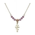 thumbnail image 1 of 18-Inch Hamilton Gold Plated Necklace with 4mm Light Purple February Birth Month Stone Beads and Greek Orthadox Cross Charm, 1 of 1
