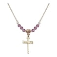 thumbnail image 1 of 18-Inch Hamilton Gold Plated Necklace with 4mm Light Purple February Birth Month Stone Beads and Nail Cross Charm, 1 of 1