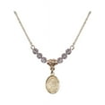 thumbnail image 1 of 18-Inch Hamilton Gold Plated Necklace with 4mm Light Purple February Birth Month Stone Beads and Saint Aloysius Gonzaga Charm, 1 of 1