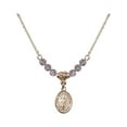 thumbnail image 1 of 18-Inch Hamilton Gold Plated Necklace with 4mm Light Purple February Birth Month Stone Beads and Saint Ivo of Kelmartin Charm, 1 of 1