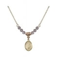 thumbnail image 1 of 18-Inch Hamilton Gold Plated Necklace with 4mm Light Purple February Birth Month Stone Beads and Saint Jerome Charm, 1 of 1