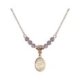 thumbnail image 1 of 18-Inch Hamilton Gold Plated Necklace with 4mm Light Purple February Birth Month Stone Beads and Saint Philomena Charm, 1 of 1