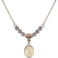 thumbnail image 1 of 18-Inch Hamilton Gold Plated Necklace with 4mm Light Purple February Birth Month Stone Beads and Saint Rita of Cascia Charm, 1 of 1