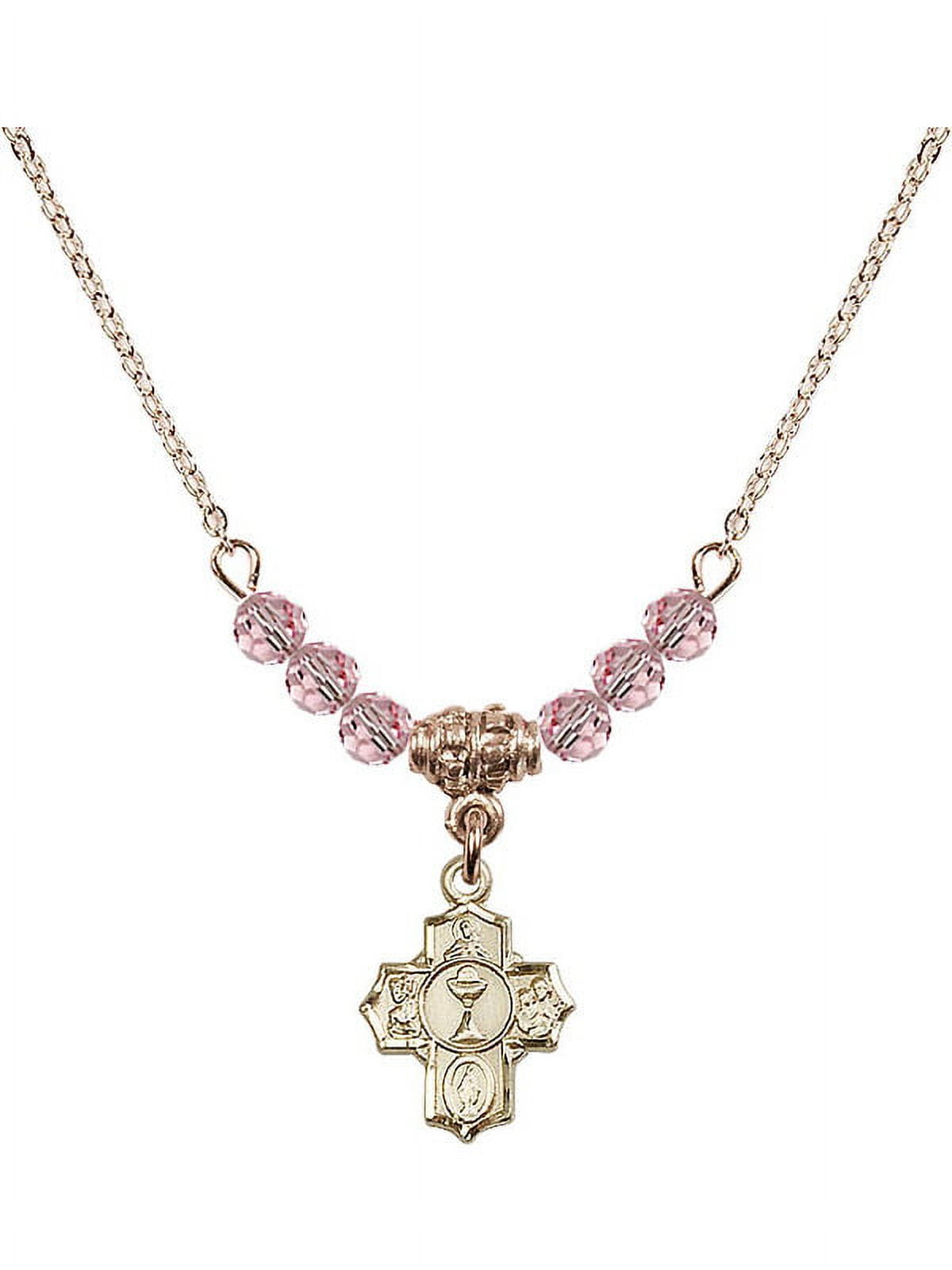 18-Inch Hamilton Gold Plated Necklace with 4mm Light Rose Pink