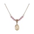 thumbnail image 1 of 18-Inch Hamilton Gold Plated Necklace with 4mm Light Rose Pink October Birth Month Stone Beads and Our Lady of Lebanon Charm, 1 of 1
