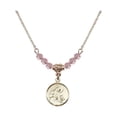 thumbnail image 1 of 18-Inch Hamilton Gold Plated Necklace with 4mm Light Rose Pink October Birth Month Stone Beads and Saint Ann Charm, 1 of 1