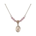 thumbnail image 1 of 18-Inch Hamilton Gold Plated Necklace with 4mm Light Rose Pink October Birth Month Stone Beads and Saint Eustachius Charm, 1 of 1